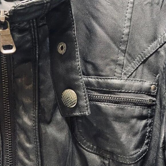 Charming Charlie Faux Leather Moto Jacket Women's Large Black Full Zip (Read) - Picture 6 of 14